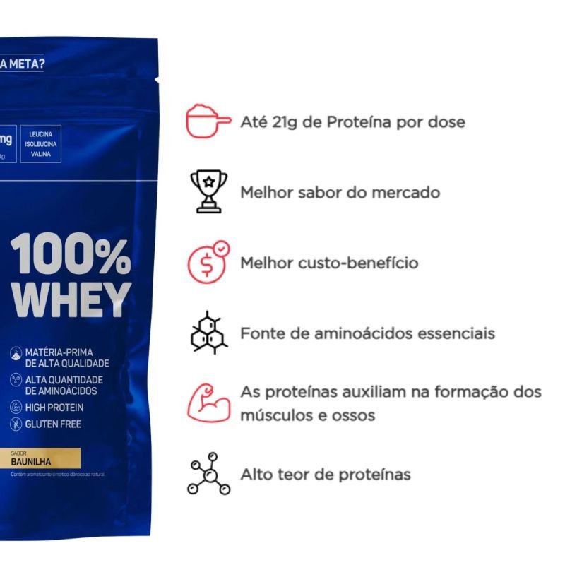 100% WHEY REFIL 900G SABOR BAUNILHA