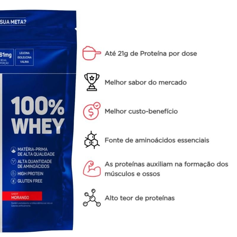100% WHEY REFIL SABOR MORANGO 900G MAX TITANIUM