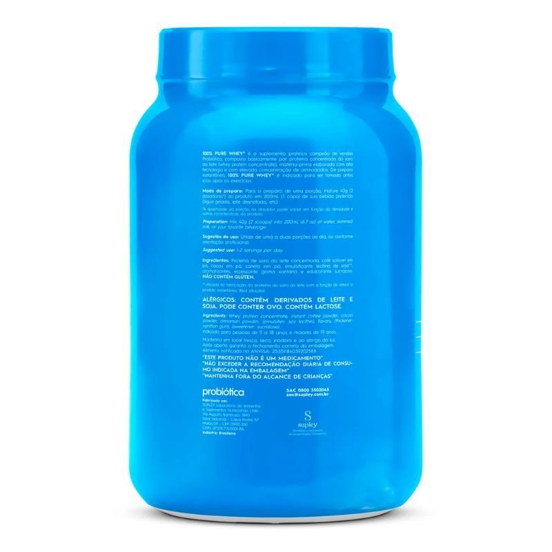 100% Pure Whey sabor Cappuccino pote 900g Probiotica
