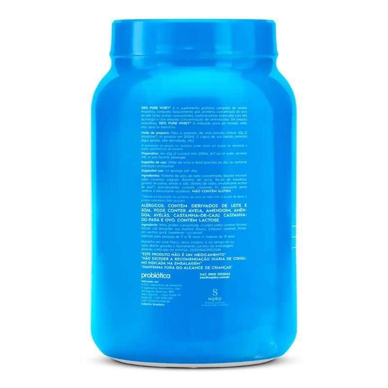 100% Pure Whey sabor Caramelo Salgado pote 900g Probiotica