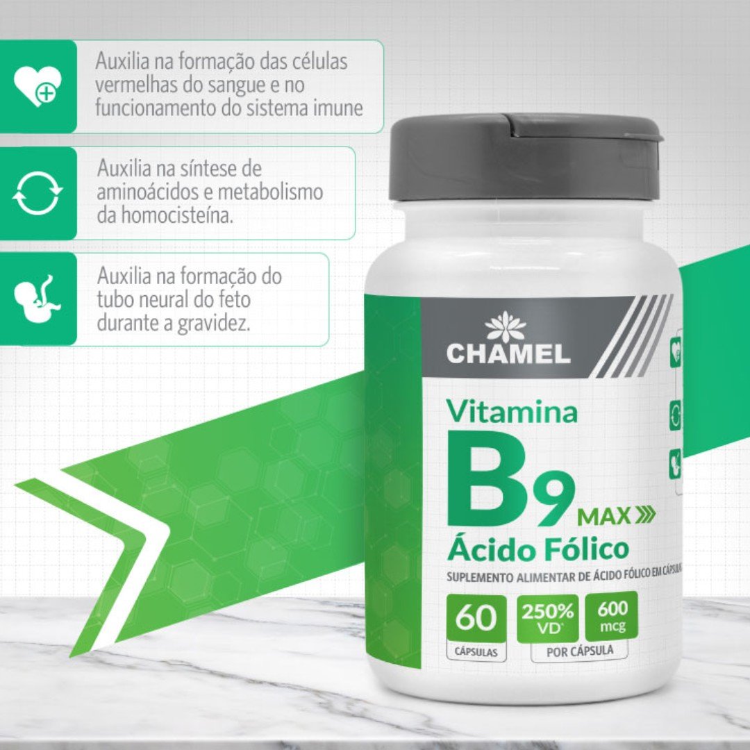 VITAMINA B9 MAX ACIDO FOLICO 600MCG 60 CAPSULAS