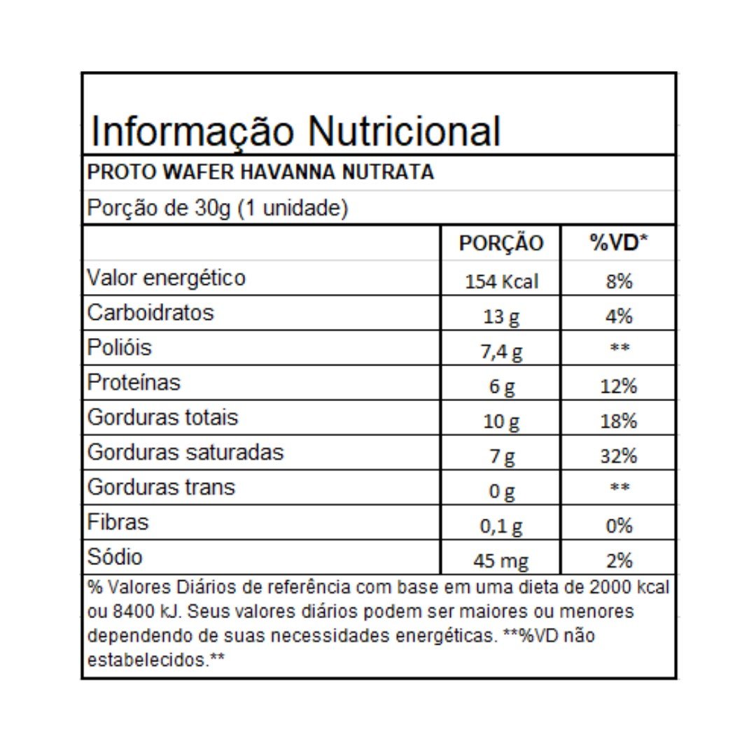 PROTO WAFER SABOR DOCE DE LEITE HAVANNA UN 30G