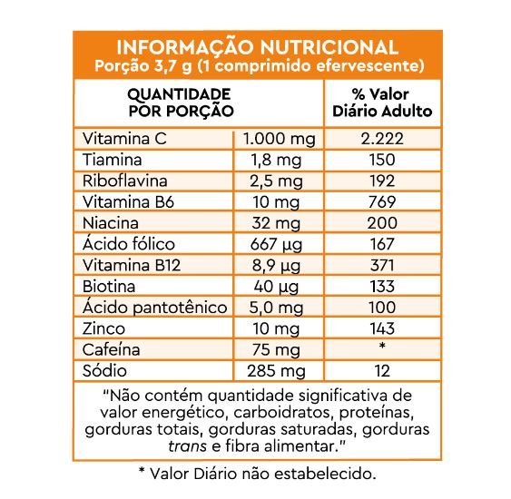 Lavitan Multi + Vitamina C Sabor Laranja com Acerola Com Cafeína 10 Comprimidos Efervescentes Cimed