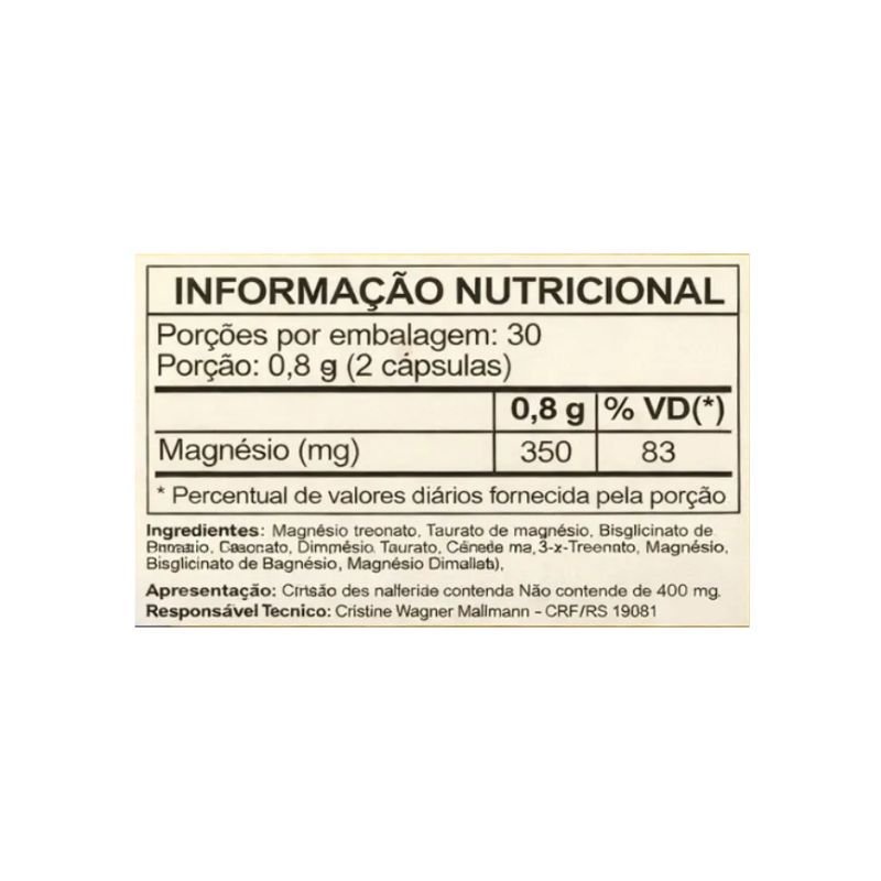 5 Magnésios Linho Lev - Treonato, Taurato, Bisglicinato, Dimalato e Citrato de Magnésio 60 Cápsulas