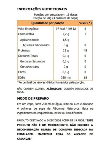 ALBUMINA NATUROVOS 420GR NATURAL