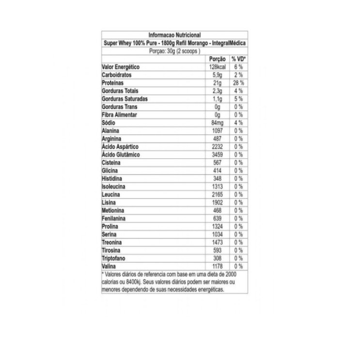 WHEY PROTEIN 100% PURE REFIL 907G INTEGRALMEDICA SABOR MORANGO