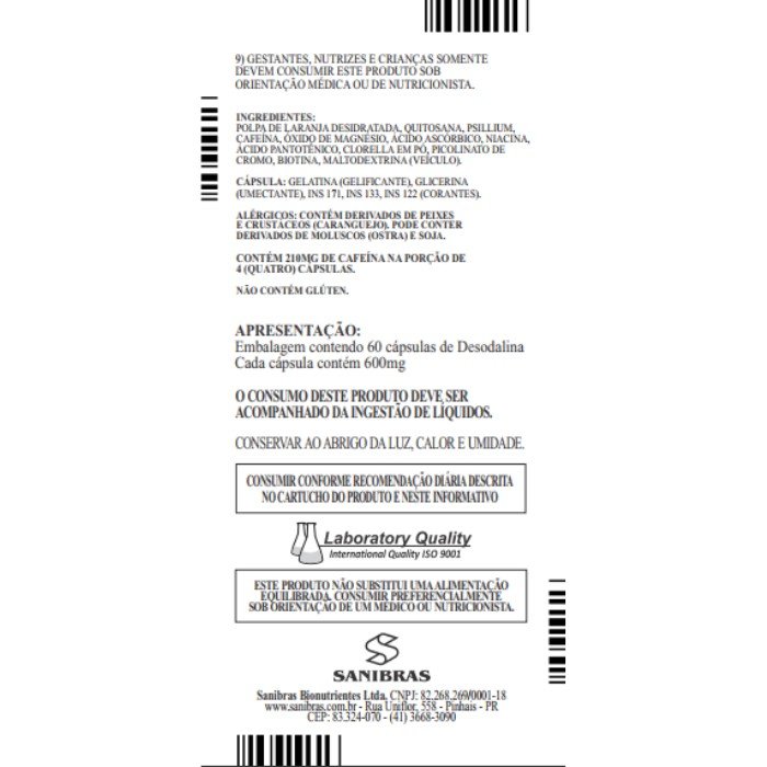 DESODALINA 60 CAPS SANIBRAZ TERMOGÊNICO