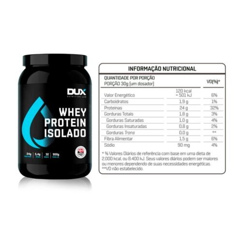 WHEY PROTEIN ISOLADO BAUNILHA DUX NUTRITION POTE 900G