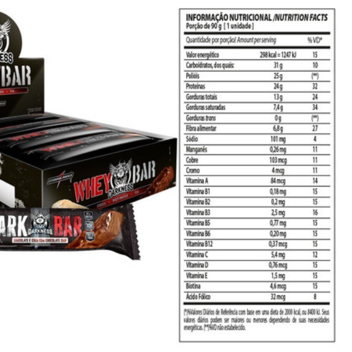 DARK BAR CHOC/COCO COM CHOC CHIPS UNIDADE 90G INTEGRALMEDICA