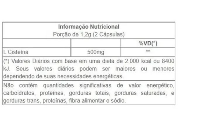 L-CISTEINA 500MG 60CAPS LINHO NLEV