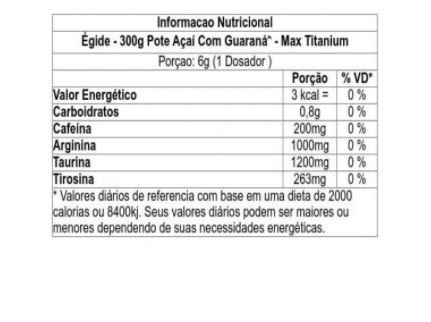 PRÉ TREINO ÉGIDE POTE 300G SABOR AÇAI COM GUARANA