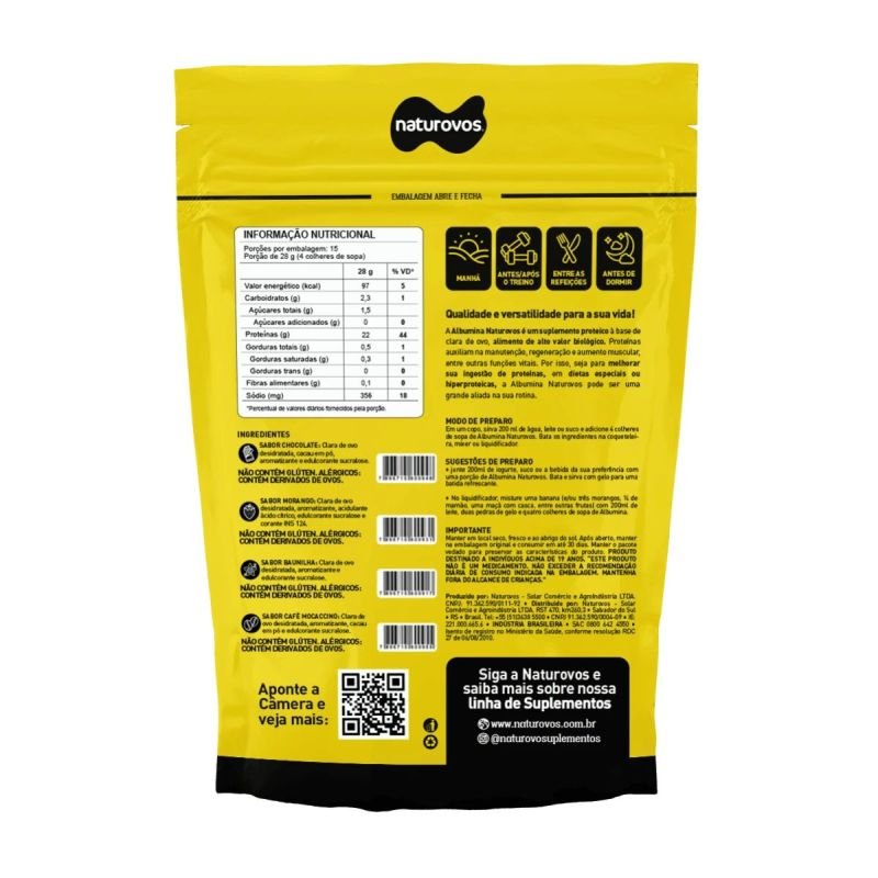 ALBUMINA SABOR BAUNILHA 420G NATUROVOS