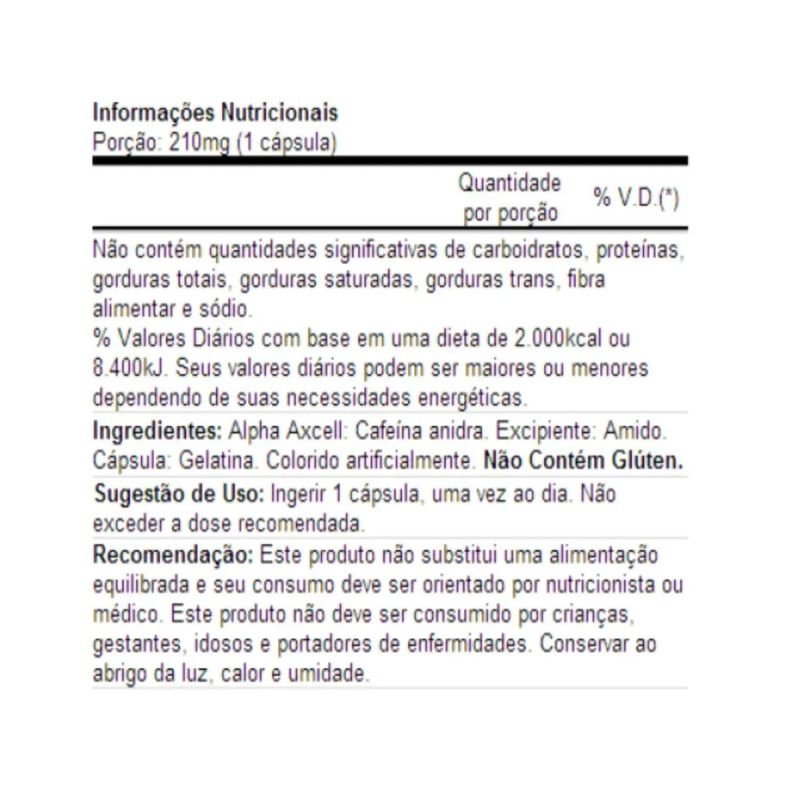 ALPHA CAFEINA/TERMOGÊNICO POWER 30CAPS 210MG POR PORÇÃO