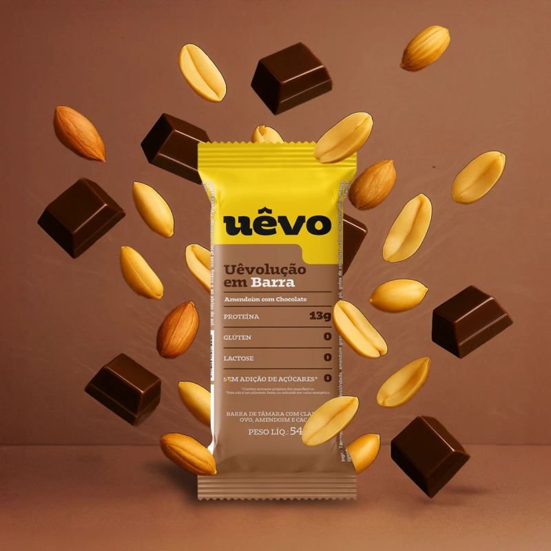 Barra de proteína UÊVO sabor Amendoim com Chocolate 54g