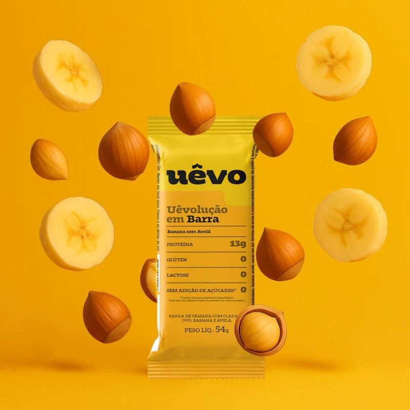 Barra de proteína UÊVO sabor Banana com Avelã 54g