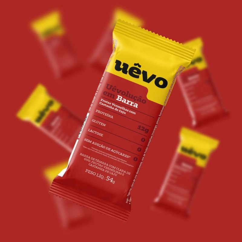 Barra de proteína UÊVO sabor Frutas Vermelhas com Castanha de Caju 54g