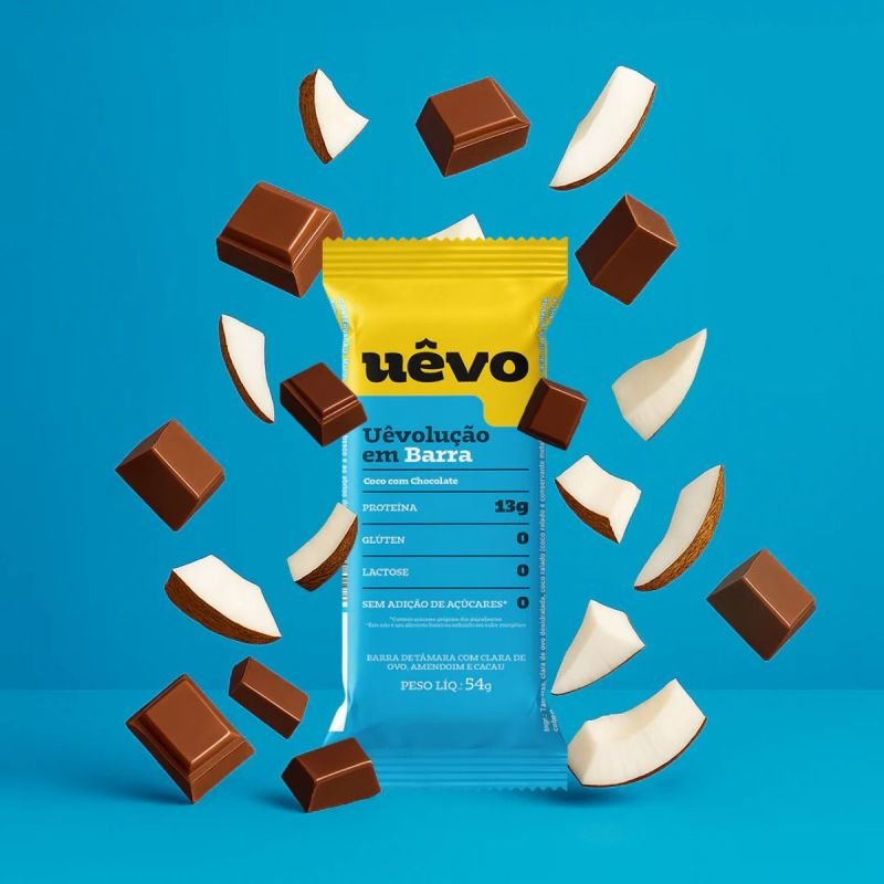  Barrinha de proteína UÊVO sabor Coco com Chocolate 54g