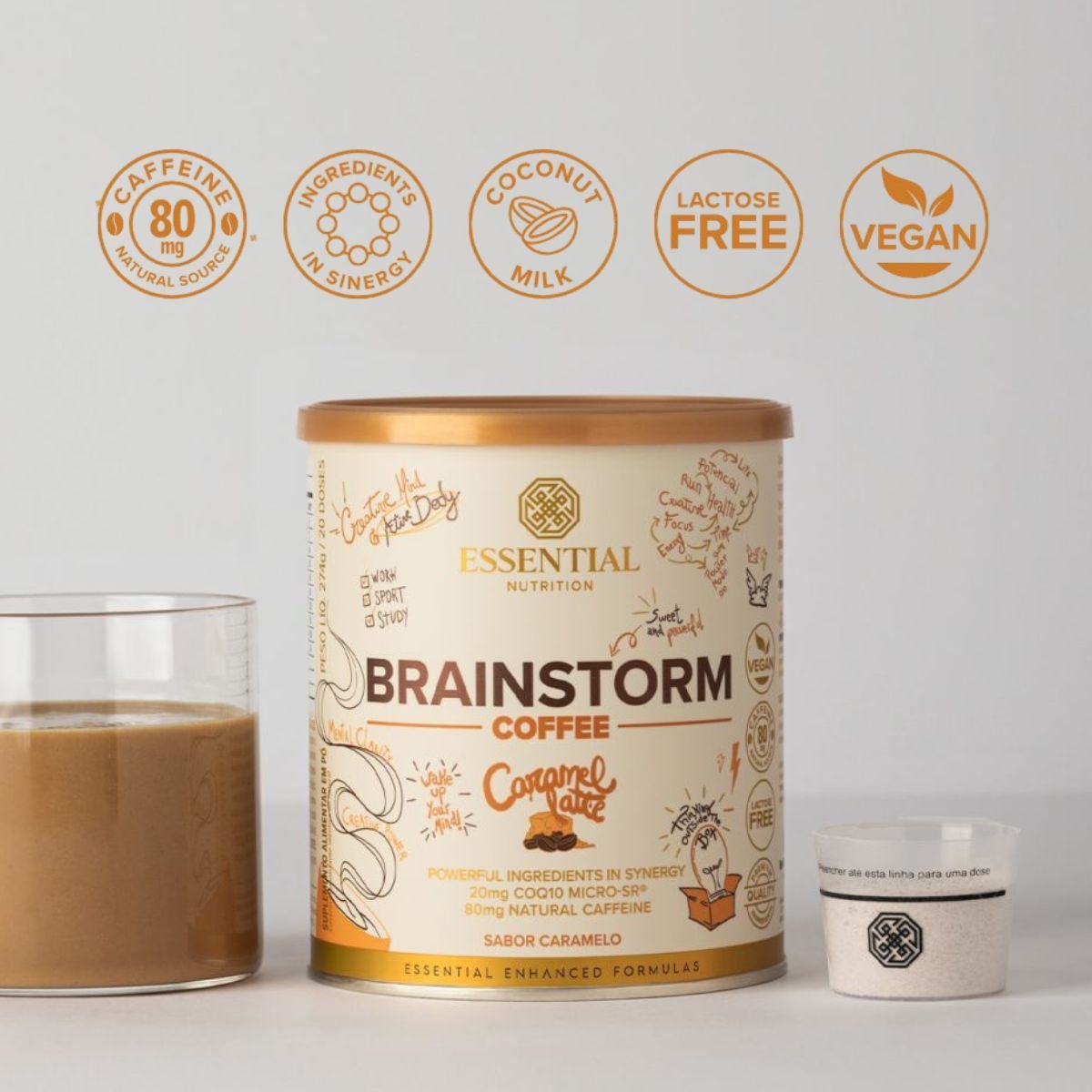 BRAINSTORM COFFEE CARAMEL LATTE LATA 274G/20DS ESSENTIAL
