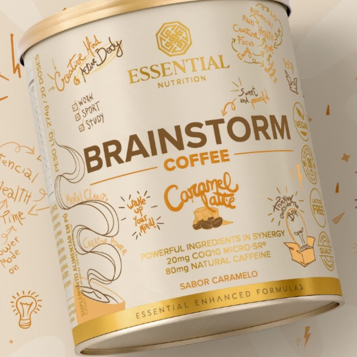 BRAINSTORM COFFEE CARAMEL LATTE LATA 274G/20DS ESSENTIAL