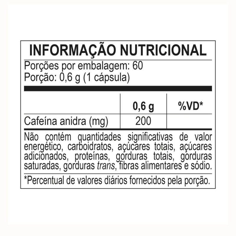 Cafeína 200mg 60 cápsulas Bodyaction