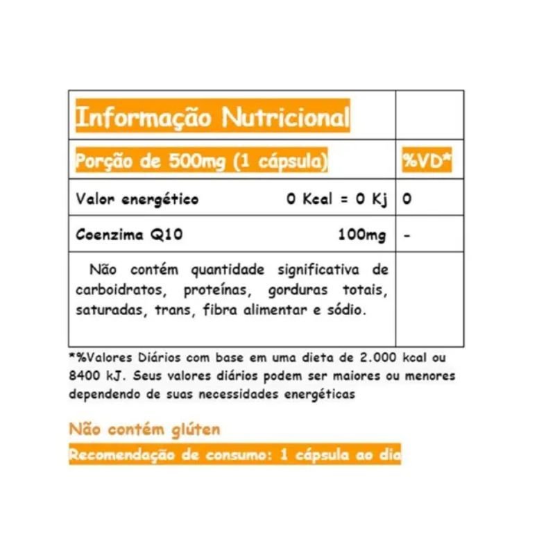 Coenzima Q10 Ubiquinona 100mg Chamel 60 cápsulas