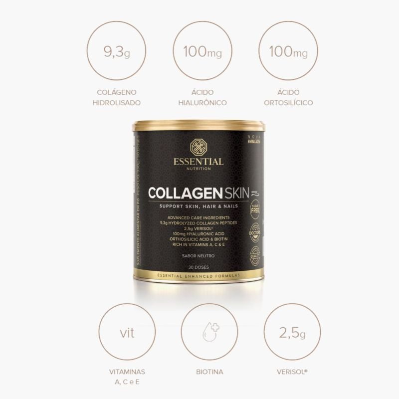 COLLAGEN SKIN- COLAGENO HIDROLISADO - POTE 300G - SABOR NEUTRO