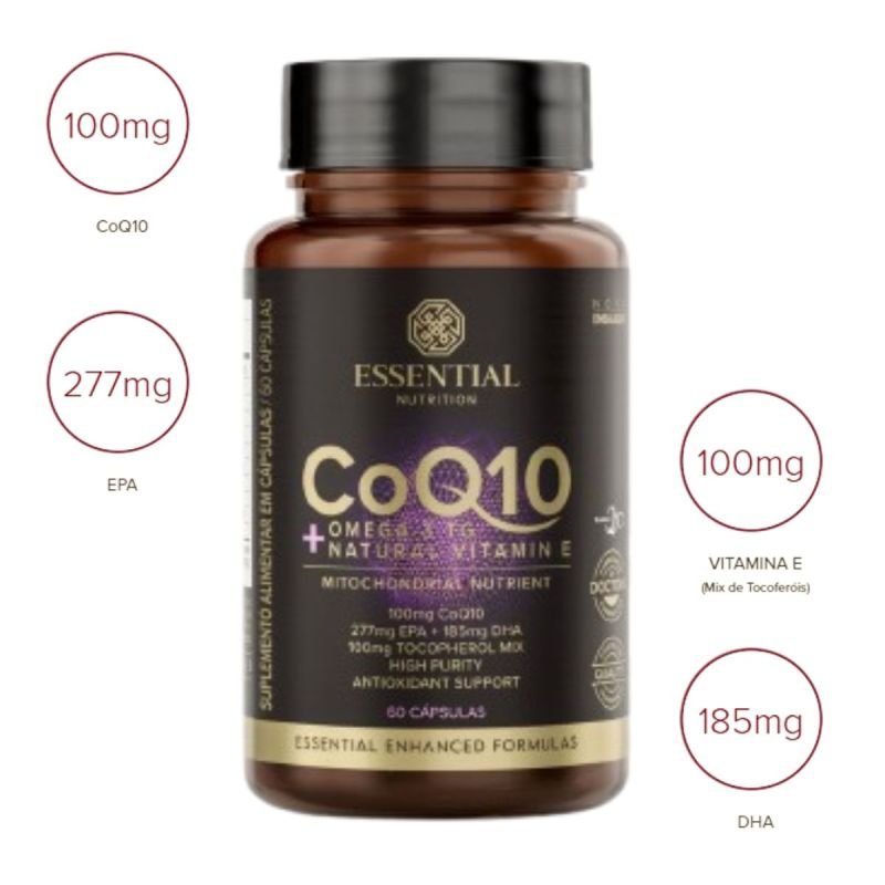 CoQ10 Ubiquinona 60 Cápsulas Essential Nutrition