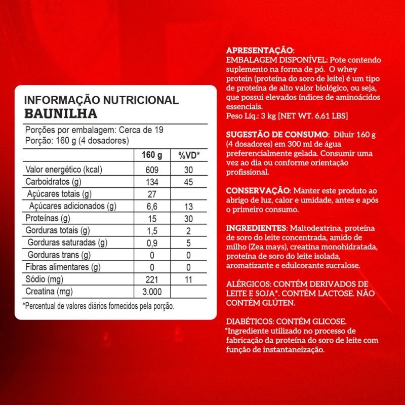 IM CREAMASS 3KG BAUNILHA INTEGRALMEDICA