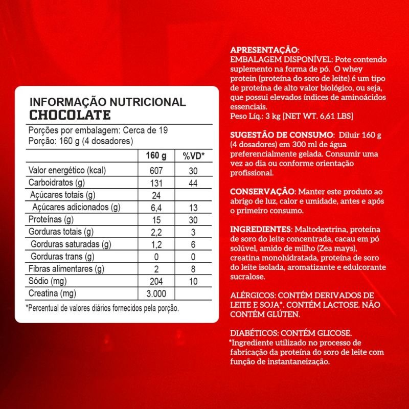 IM CREAMASS 3KG CHOCOLATE INTEGRALMEDICA