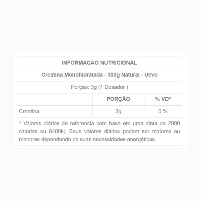 Creatina Monohidratada 100% pura 300g Uêvo