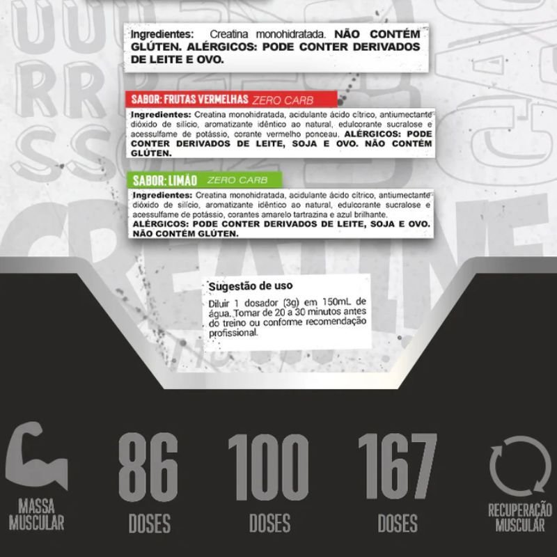 Creatine Born to Disrupt Creatina Pura sabor Frutas Vermelhas 300g