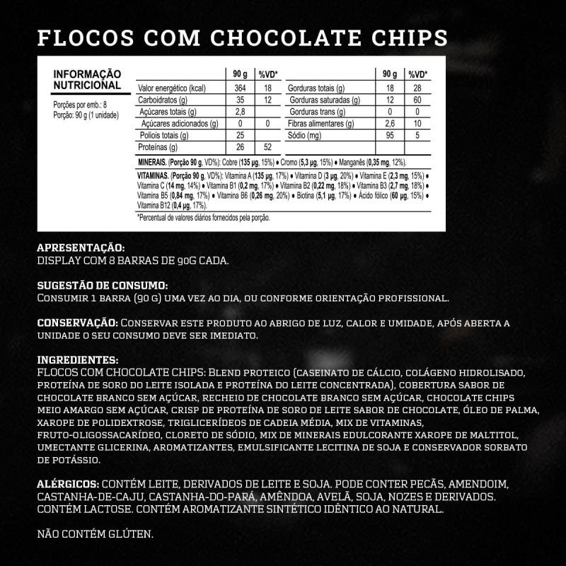 DARK BAR FLOCOS COM CHOC CHIPS UNIDADE 90G INTEGRALMEDICA
