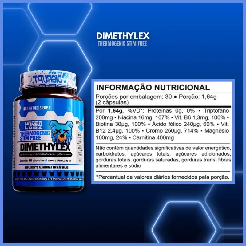 Dimethylex Stim Free 60 cápsulas Under Labz