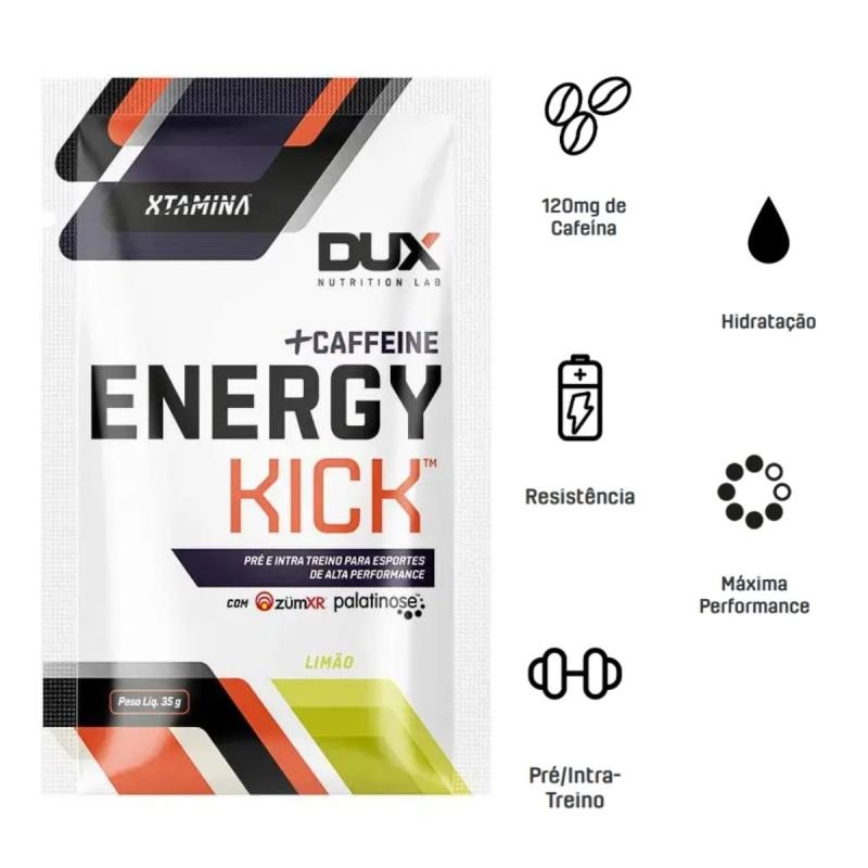 Energy Kick +Caffeine sabor Limão 35g Dux Nutrition