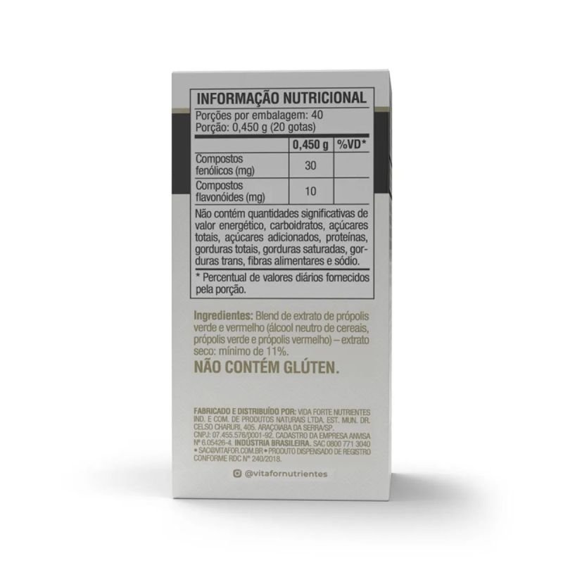 EXTRATO DE PROPOLIS VERDE/VERMELHO 20ML EXTRA FORTE VITAFOR LOTE: 0061122