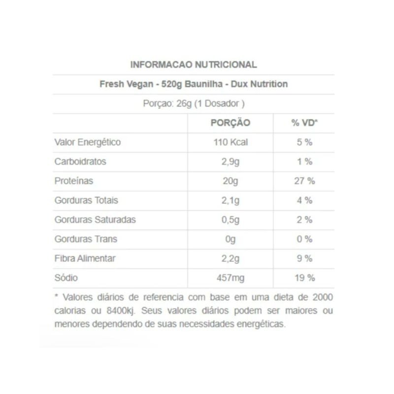FRESH VEGAN BAUNILHA 520G