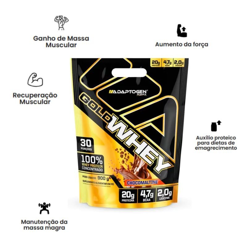Gold Whey Sabor Chocomaltine 900g Adaptogem