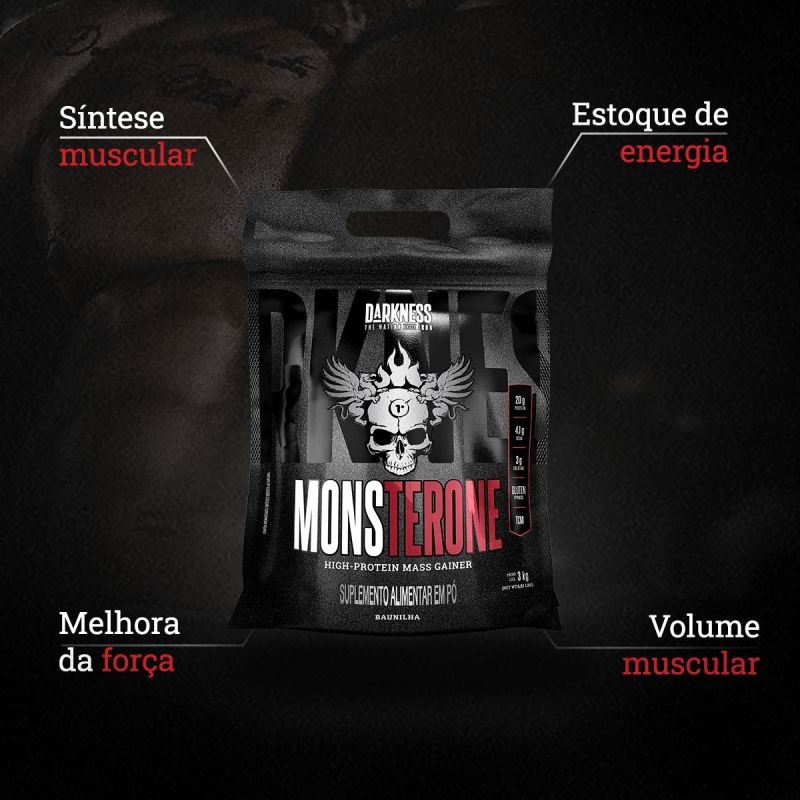 HIPERCALÓRICO MONSTERONE 3KG SABOR MORANGO INETEGRALMEDICA/DARKNESS