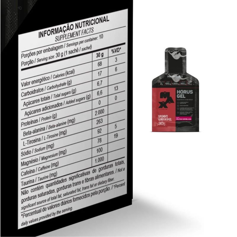 Hórus gel sachê 30g sabor Frutas vermelhas Max Titanium