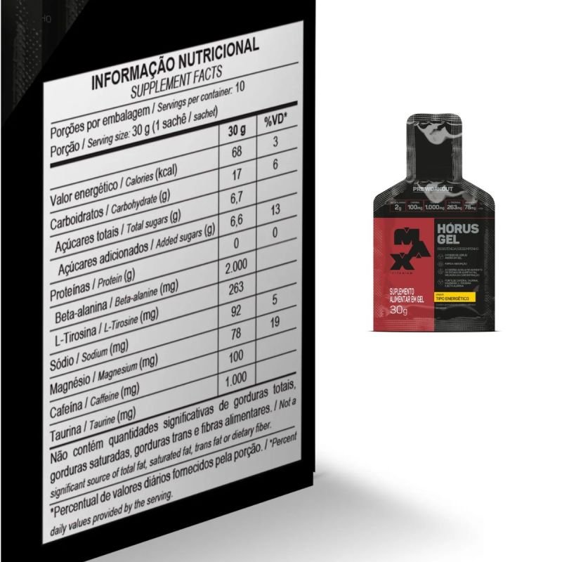 Hórus Gel sachê 30g sabor Tipo energético Max Titanium
