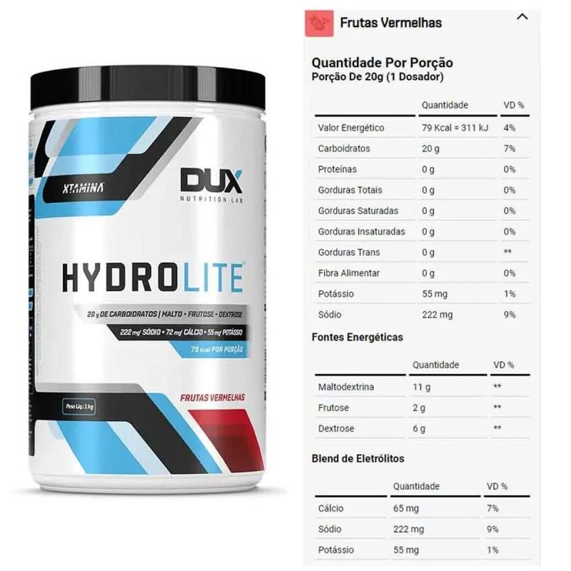 Hydrolite Sabor Frutas Vermelhas 1Kg Dux Nutrition