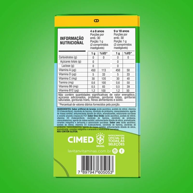 LAVITAN KIDS 60CP LARANJA, UVA, LIMAO