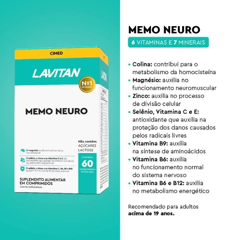 Lavitan Memo Neuro 60 comprimidos Cimed