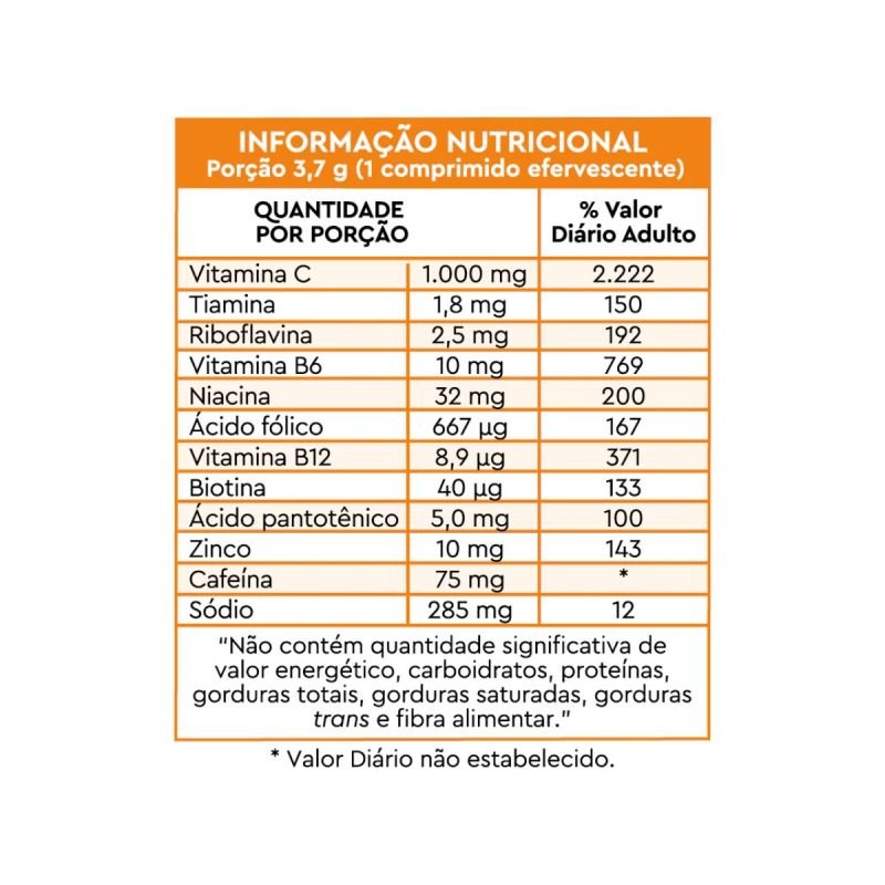 Lavitan Multi + Vitamina C Sabor Laranja com Acerola Com Cafeína 10 Comprimidos Efervescentes Cimed