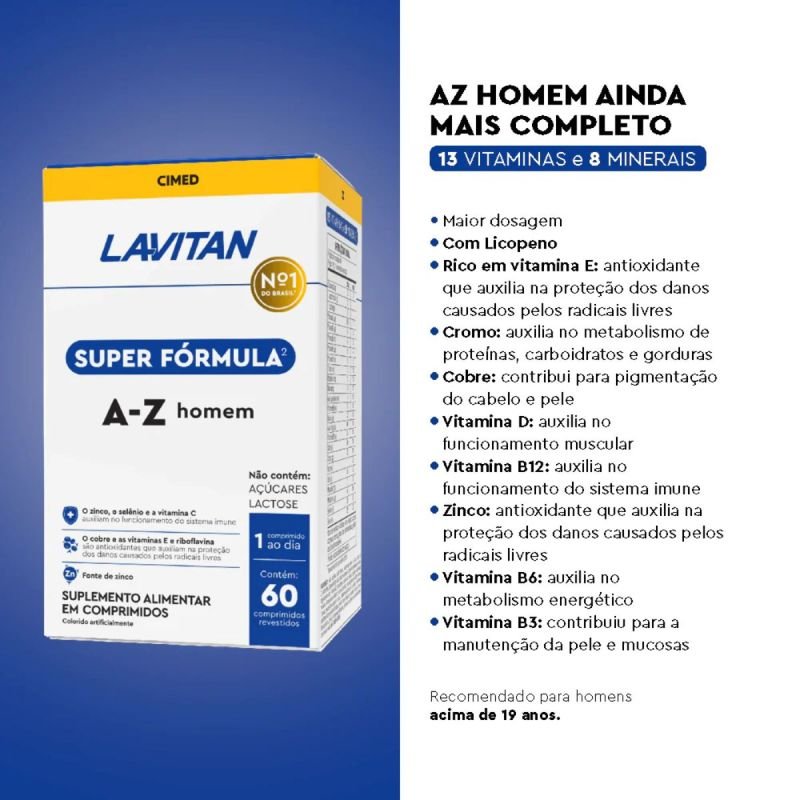 Lavitan Super Fórmula A-Z Homem 60 Cápsulas Cimed