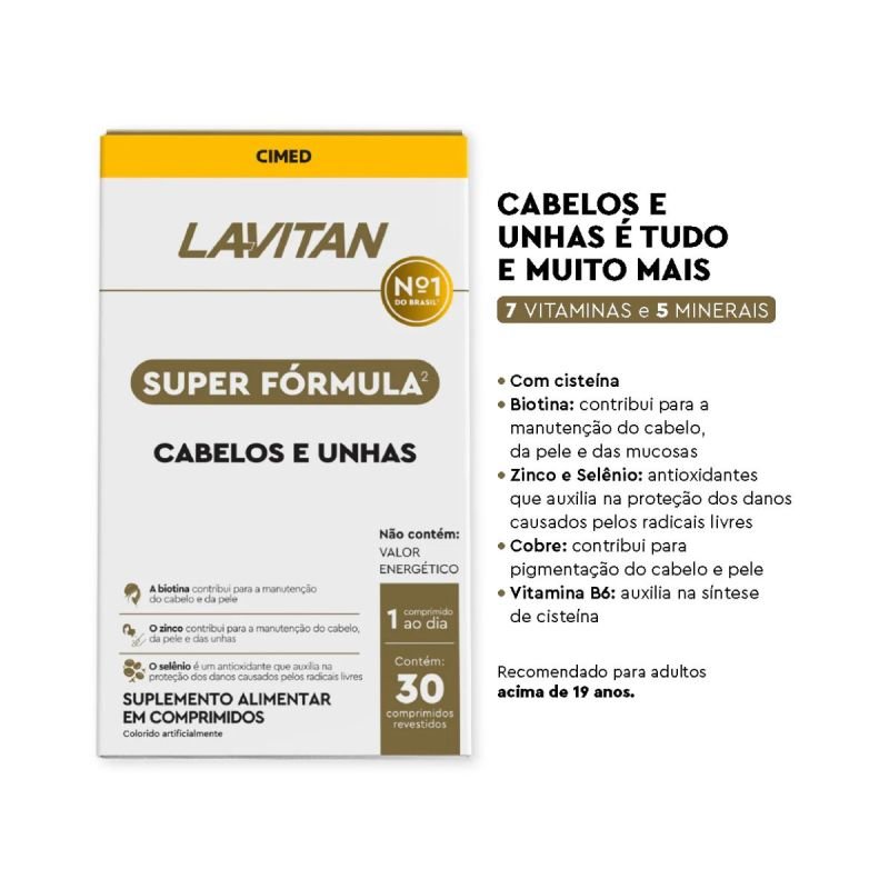 Lavitan Cabelos e Unhas Super Fórmula 30 comprimidos