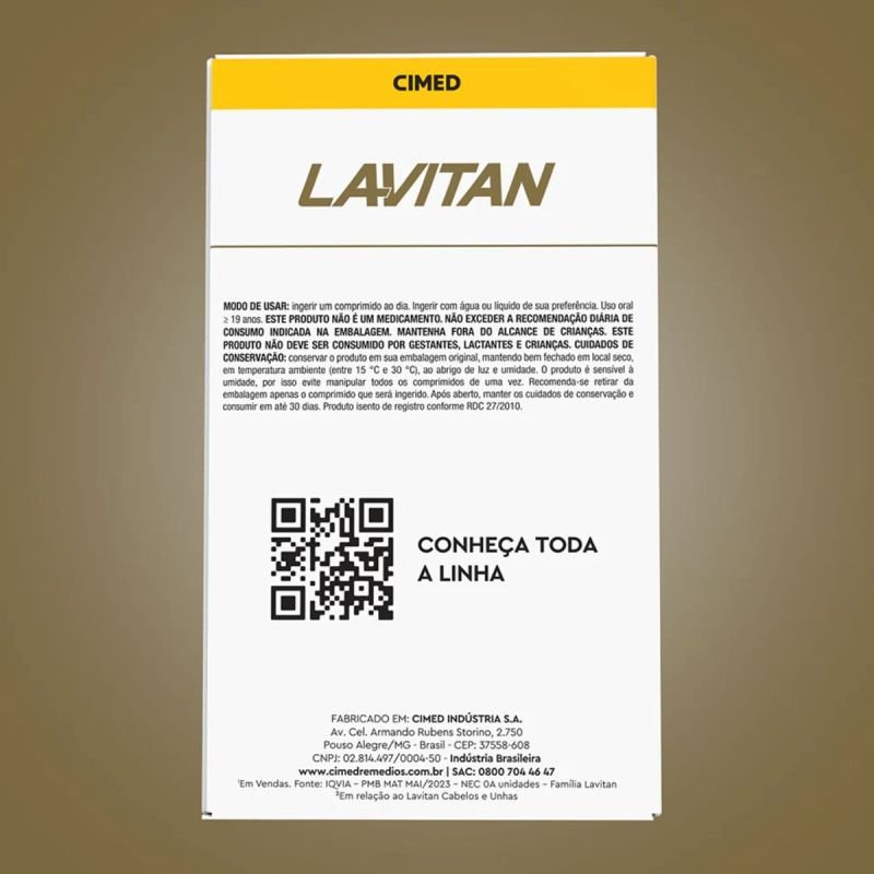 Lavitan Cabelos e Unhas Super Fórmula 30 comprimidos