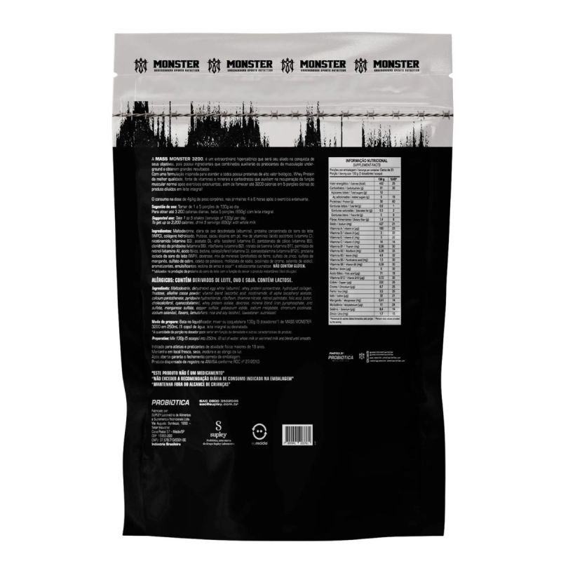 MASS MONSTER 3200 REFIL 3KG CHOCOLATE