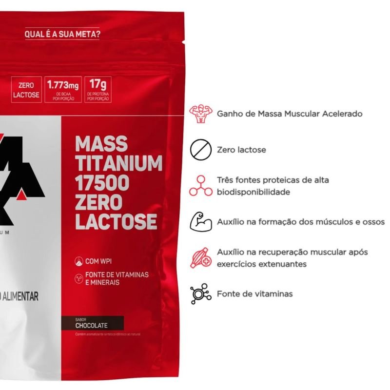 Mass Titanium 17500 Zero Lac. sabor Morango 2,4kg Max Titanium