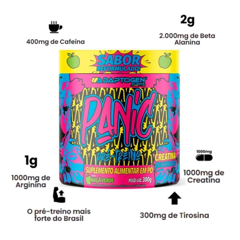 PRÉ TREINO PANIC PRE WORKOUT MACA VERDE 300G